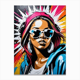 Graffiti Mural Of Beautiful Hip Hop Girl 42 Canvas Print