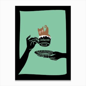 Cat In A Cup Of Coffee Canvas Print