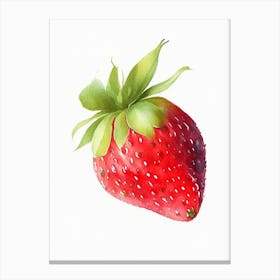 A Single Strawberry, Fruit, Watercolour 2 Canvas Print