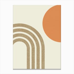 Mid-century Modern Sun and Rainbow - Abstract Modern Minimalist Warm Orange Canvas Print