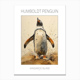 Humboldt Penguin Kangaroo Island Penneshaw Watercolour Painting 2 Poster Canvas Print