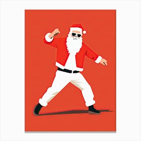 Santa Claus Dancing, Christmas print 2 Canvas Print