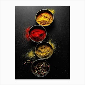 Colorful spices (Italian, Spanish cuisine) — Food kitchen poster/blackboard, photo art Canvas Print