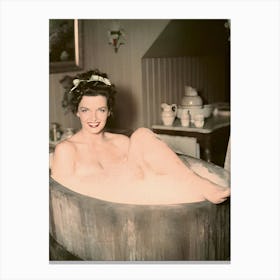 Jane Russell Bathing In Western Bath Tub For The 1948 Movie The Paleface Canvas Print