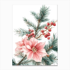 Watercolor Poinsettia Canvas Print