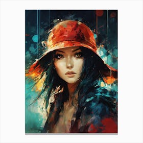 Girl In Red Hat Canvas Print