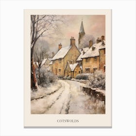 Vintage Winter Painting Poster Cotswolds United Kingdom 1 Canvas Print