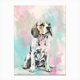 Pastel Beagle Dog Watercolour Line Illustration 2 Canvas Print