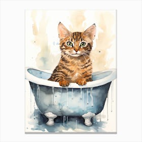 Begal Cat In Bathtub Bathroom 2 Canvas Print