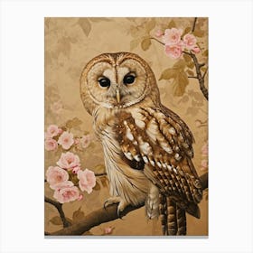 Tawny Owl Japanese Painting 3 Canvas Print