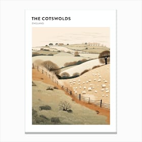 The Cotswolds England 4 Hiking Trail Landscape Poster Canvas Print