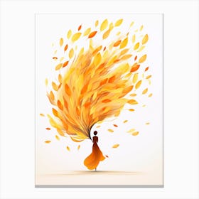 Autumn Leaves Flying In The Wind Canvas Print