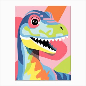 Colourful Dinosaur Utahraptor 2 Canvas Print