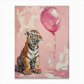 Cute Tiger 1 With Balloon Canvas Print