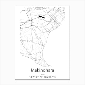 Makinohara,Japan Minimalist Map Canvas Print