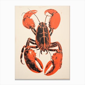 Lobster, Woodblock Animal  Drawing 1 Canvas Print