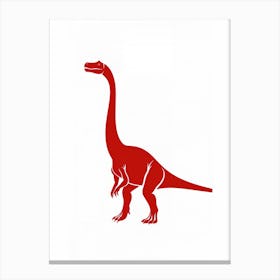 Red Dinosaur Silhouette 1 Canvas Print