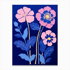 Blue Flower Illustration Portulaca 2 Canvas Print
