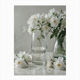 White Flowers In A Vase 4 Canvas Print