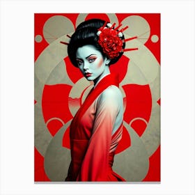 Geisha Red Illustration Canvas Print