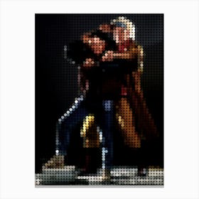 Back To The Future In A Pixel Dots Art Style Canvas Print
