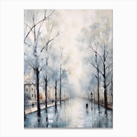 Winter City Park Painting Battersea Park London 3 Canvas Print