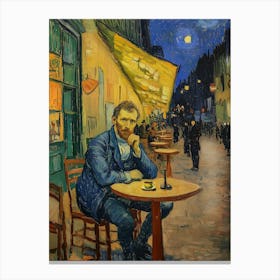 Caféterrasse mit Vincent van Gogh, Impressionismus Selbstportät Canvas Print