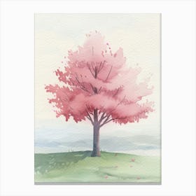 Cherry Tree Atmospheric Watercolour Painting 4 Canvas Print
