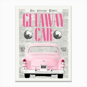 Getaway Car Retro Trendy Newspaper Canvas Print