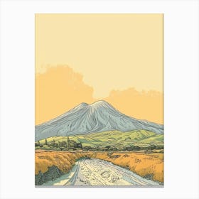 Mount Vesuvius Italy Color Line Drawing (7) Canvas Print