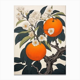 Tachibana Mandarin Orange 3 Vintage Botanical Woodblock Canvas Print