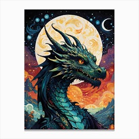 Dragon In The Night Sky Canvas Print