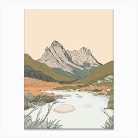 Cradle Mountain Australia Color Line Drawing (2) Canvas Print