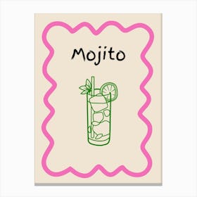 Mojito Doodle Poster Pink & Green Canvas Print