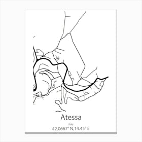 Atessa,Italy Minimalist Map Canvas Print