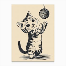 Kitten Playing With A Ball.Generated AI. Wall Art Print Canvas Print