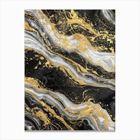 Abstract Gold And Black Marble Canvas Print