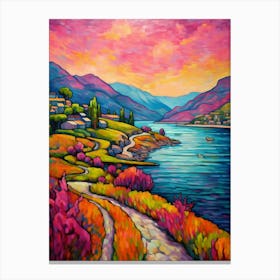 Lake Chelan Washington Pointillism 4 Canvas Print