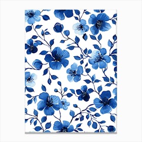 Blue And White Floral Pattern 16 Canvas Print