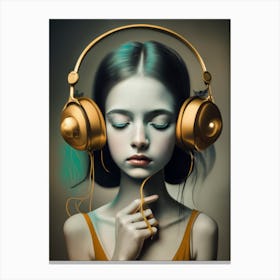 Gold Headphones Canvas Print