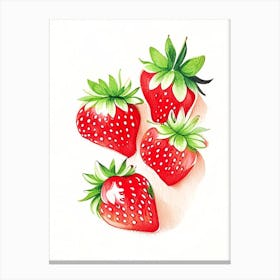 Bunch Of Strawberries, Fruit, Marker Art Illustration 3 Canvas Print