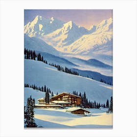 Madonna Di Campiglio, Italy Ski Resort Vintage Landscape 1 Skiing Poster Canvas Print