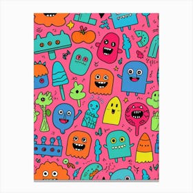 Monsters Seamless Pattern 1 Canvas Print