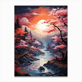 Cherry Blossom Sunset 4 Canvas Print