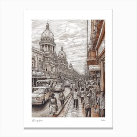 Bangalore India Drawing Pencil Style 3 Travel Poster Canvas Print