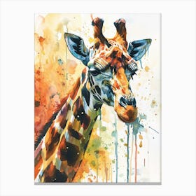 Giraffe Face Watercolour Portrait 1 Canvas Print
