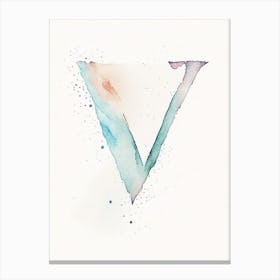 V  For Vegetables, Letter, Alphabet Minimalist Watercolour 3 Canvas Print