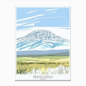 Mount Kenya Color Line Drawing 7 Poster Canvas Print