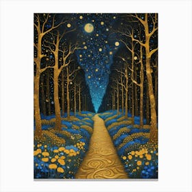 Starry Night Forest By Klimt Style (8) Canvas Print