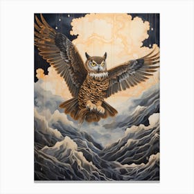 Great Horned Owl 2 Gold Detail Painting Canvas Print